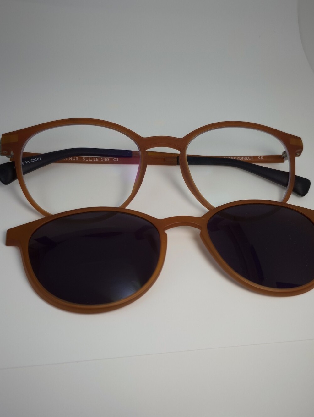Terminus. Clip On Classic Round Men's Eyewear - Amber Frame